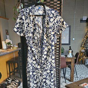 Old Navy Blue & White Cutout Dress - Tall